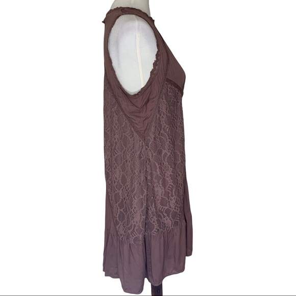 Altar’d State Brown Open Back Lace Overlay Shift Dress - Picture 3 of 8